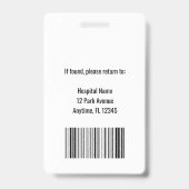 Persoonlijk medisch personeel foto ID-badge Badge (Achterkant)