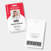Persoonlijk medisch personeel foto ID rode badge (Voor- en achterkant)