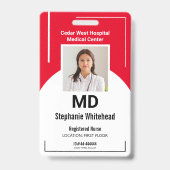 Persoonlijk medisch personeel foto ID rode badge (Voorzijde)