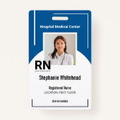 Persoonlijk medisch personeel Foto ID Royal Blue Badge (Voorkant)