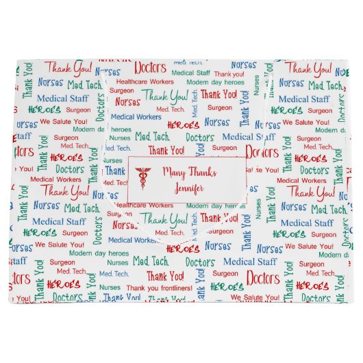 Persoonlijk medisch personeel Hartelijk dank Groot Cadeauzakje (Voorkant)