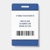 Persoonlijk medisch personeelsfoto ID-badge Badge (Achterkant)