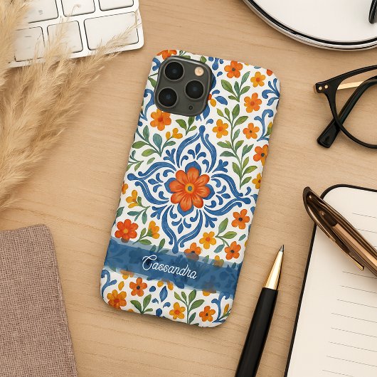 Persoonlijk Mediterraan Bloemmotief Kunstpatroon Case-Mate iPhone Case
