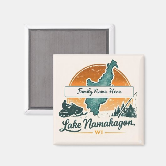 Persoonlijk meer Namakagon, WI Magneet (Voorkant / Achterkant)