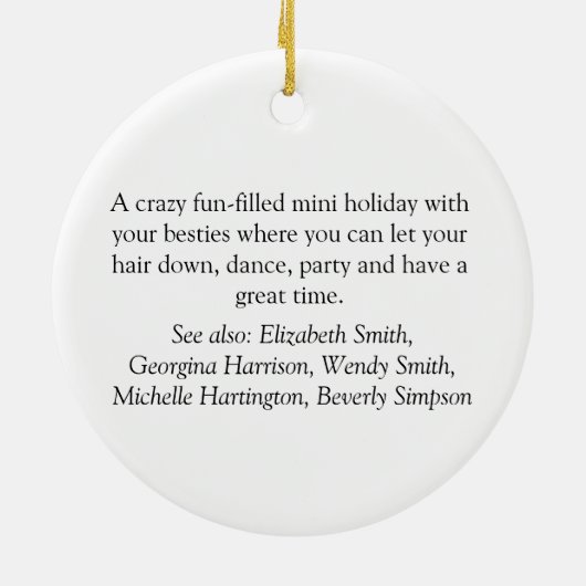 Persoonlijk Meidenweekend Definitie Keramisch Ornament (Achterkant)