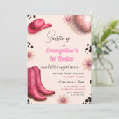 Persoonlijk Meisje 1e Rodeo Verjaardag Uitnodiging (Staand voorkant)