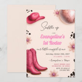 Persoonlijk Meisje 1e Rodeo Verjaardag Uitnodiging (Voorkant / Achterkant)