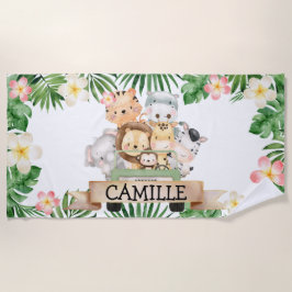 Persoonlijk meisje Oerwoud Safari Kinder keukenhan Strandlaken