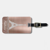 Persoonlijk meisje Roos Gold Diamond Sparkle Paris Bagagelabel (Voorkant horizontaal)