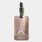 Persoonlijk meisje Roos Gold Diamond Sparkle Paris Bagagelabel (Voorkant verticaal)