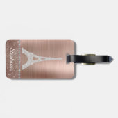 Persoonlijk meisje Roos Gold Diamond Sparkle Paris Bagagelabel (Achterkant horizontaal)