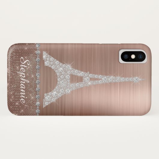 Persoonlijk meisje Roos Gold Diamond Sparkle Paris Case-Mate iPhone Case (Achterkant (horizontaal))