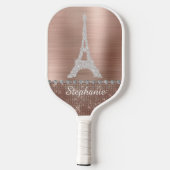 Persoonlijk meisje Roos Gold Diamond Sparkle Paris Pickleball Paddle (Achterkant)
