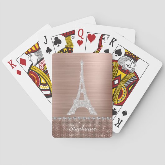 Persoonlijk meisje Roos Gold Diamond Sparkle Paris Pokerkaarten (Achterkant)