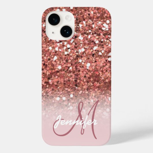 Persoonlijk meisje Roos Gold Glitter Sparkles Case-Mate iPhone Case (Achterkant)
