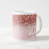 Persoonlijk meisje Roos Gold Glitter Sparkles Grote Koffiekop (Voorkant rechts)