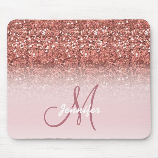 Persoonlijk meisje Roos Gold Glitter Sparkles Muismat (Voorkant)