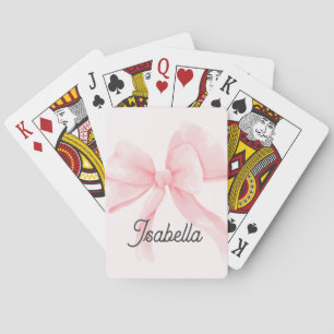 Persoonlijk meisje roze strik pokerkaarten