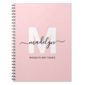 Persoonlijk Meisjesachtig Roze Monogram Notitieboek (Voorkant)