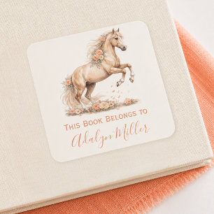 Persoonlijk meisjesboek met koraal paard labels