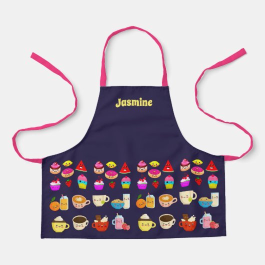 Persoonlijk meisjesschort met Kawaii-feest eten Schort (Voorkant)