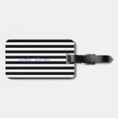 Persoonlijk Meisjessilhouet, Zwart, Witte Strepen Bagagelabel (Achterkant horizontaal)