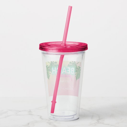 Persoonlijk Meisjesuitje Neon Strand Aangepaste Acryl Drinkbeker (Achterkant)