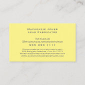 Persoonlijk merk BedrijfsLogo Modern Geel Grijs Visitekaartje (Achterkant)