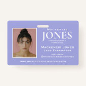 Persoonlijk merk Logo Modern Paars-werknemerspasje Badge (Achterkant)