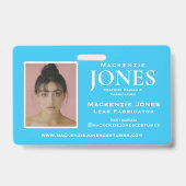 Persoonlijk merk Logo Modern Turquoise Employee Badge (Achterkant)