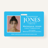 Persoonlijk merk Logo Modern Turquoise Employee Badge (Achterkant)