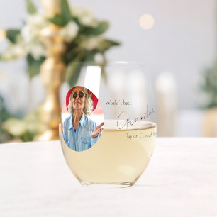 Persoonlijk met foto en tekst wijnglas zonder voet
