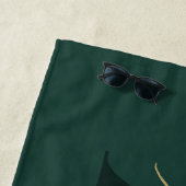 Persoonlijk Met Naam Groen Goud Modern Monogram Strandlaken (In situ)