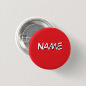 Persoonlijk met naam rood ronde button 3,2 cm (Voorkant /achterkant)
