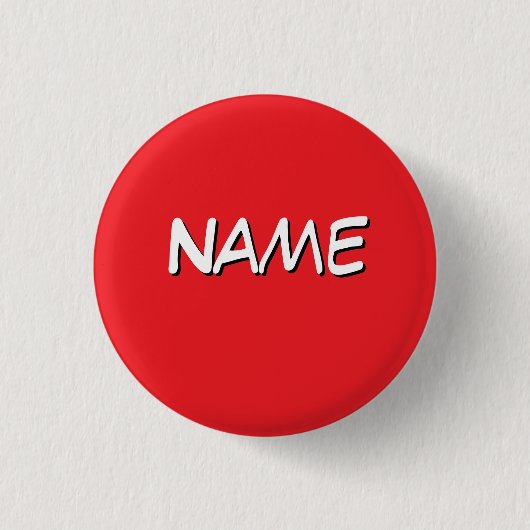Persoonlijk met naam rood ronde button 3,2 cm (Voorkant)