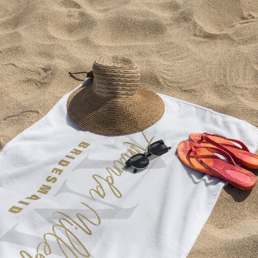 Persoonlijk Met Naam Witgoud Moderne Monogram Strandlaken
