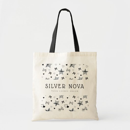 Persoonlijk Metallic Lint Hart in Donkere Coquette Tote Bag (Voorkant)