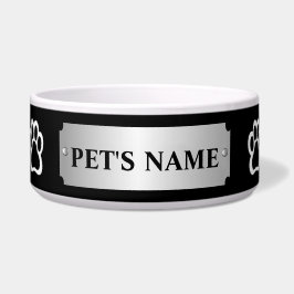 Persoonlijk Metallic Silver Name Bord Dog Bowl Voerbakje
