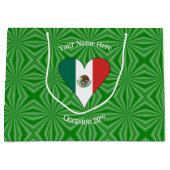 Persoonlijk Mexicaans Vlag Hart Groot Cadeauzakje (Voorkant)
