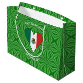 Persoonlijk Mexicaans Vlag Hart Groot Cadeauzakje (Achterkant Gekanteld)