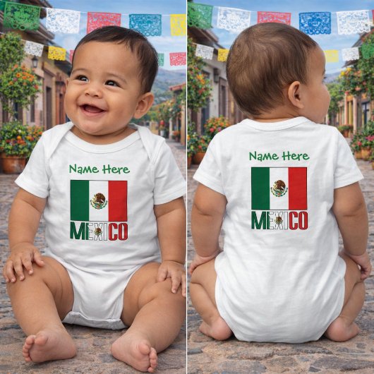 Persoonlijk Mexicaans Vlag Naam Ontwerp Romper