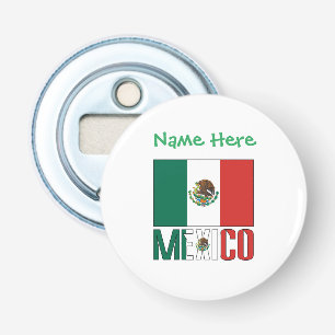 Persoonlijk Mexicaans Vlag Naam Ontwerp Rond Button Flesopener