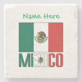 Persoonlijk Mexicaans Vlag Naam Ontwerp Stenen Onderzetter (Voorkant)