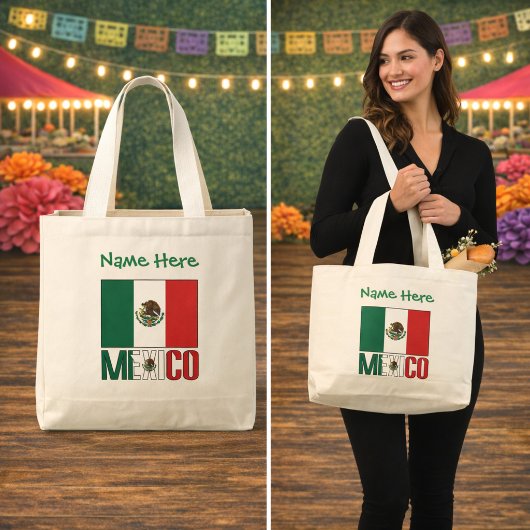 Persoonlijk Mexicaans Vlagontwerp Grote Tote Bag