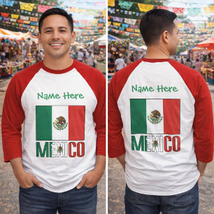 Persoonlijk Mexicaanse Vlag Naam Design Heren T-shirt