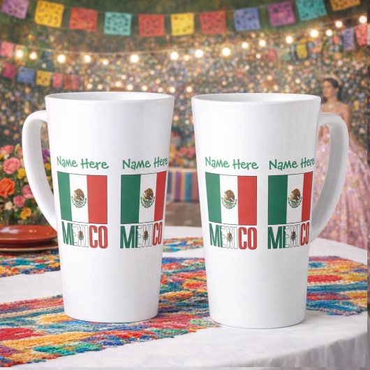 Persoonlijk Mexico Vlag Naam Design Groot Latte Mok