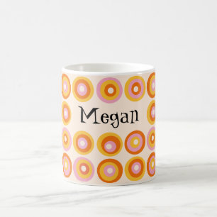 Persoonlijk mid century oranje cirkels patroon koffiemok