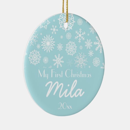 Persoonlijk Mijn eerste kerstwinter Snowflake 1 Keramisch Ornament (Rechts)