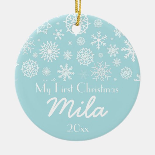 Persoonlijk Mijn eerste kerstwinter Snowflake 1 Keramisch Ornament (Voorkant)