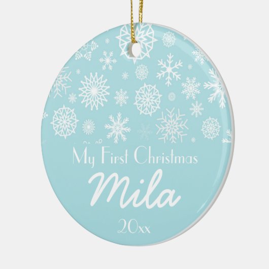 Persoonlijk Mijn eerste kerstwinter Snowflake 1 Keramisch Ornament (Links)